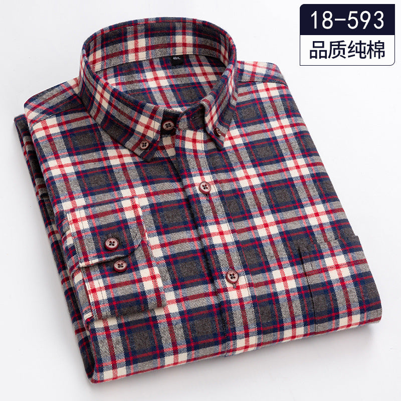 Men's 100% Cotton Long Sleeve Plaid Shirt