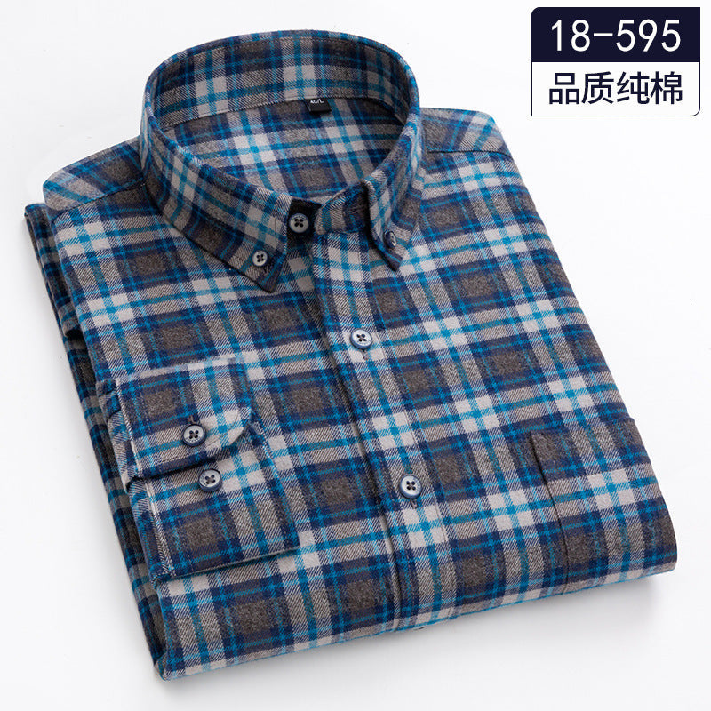 Men's 100% Cotton Long Sleeve Plaid Shirt