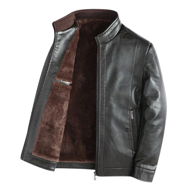 Fax Leather Zipper Pocket Jacket