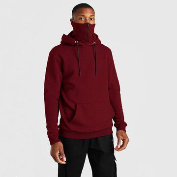 Men's Hooded Mask Zipper Fleece Hoodie