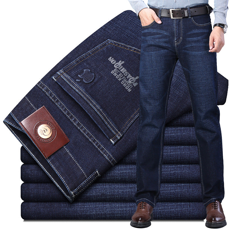 Men's Loose Straight Fashionable and Versatile Casual Business Stretch Jeans