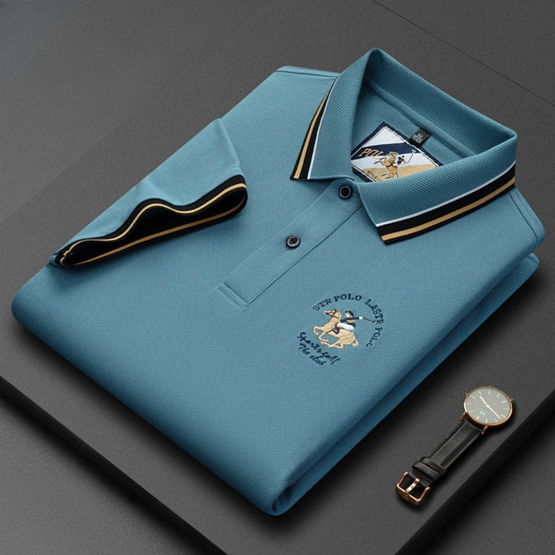 Lapel embroidered men's polo shirt