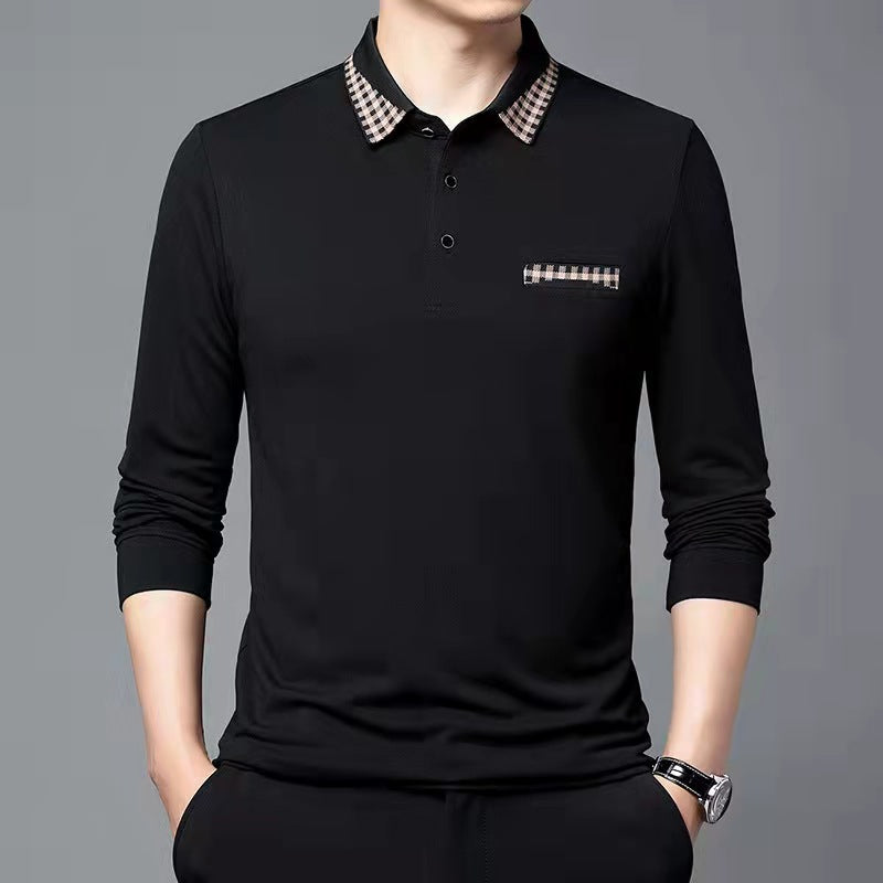 Long Solid Color Casual Business POLO Shirt