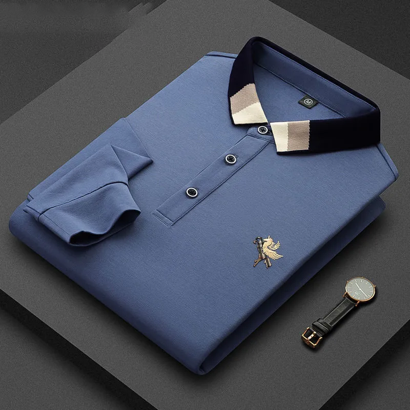 Simple embroidered lapel polo shirt