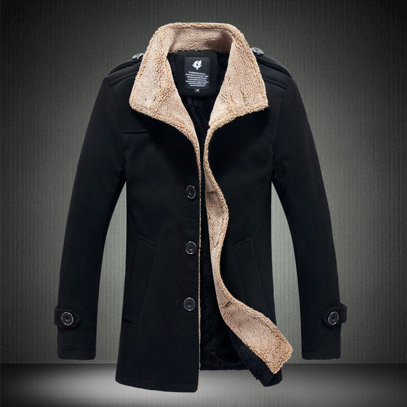 Men's Winter New Stand Collar Wool Jacket