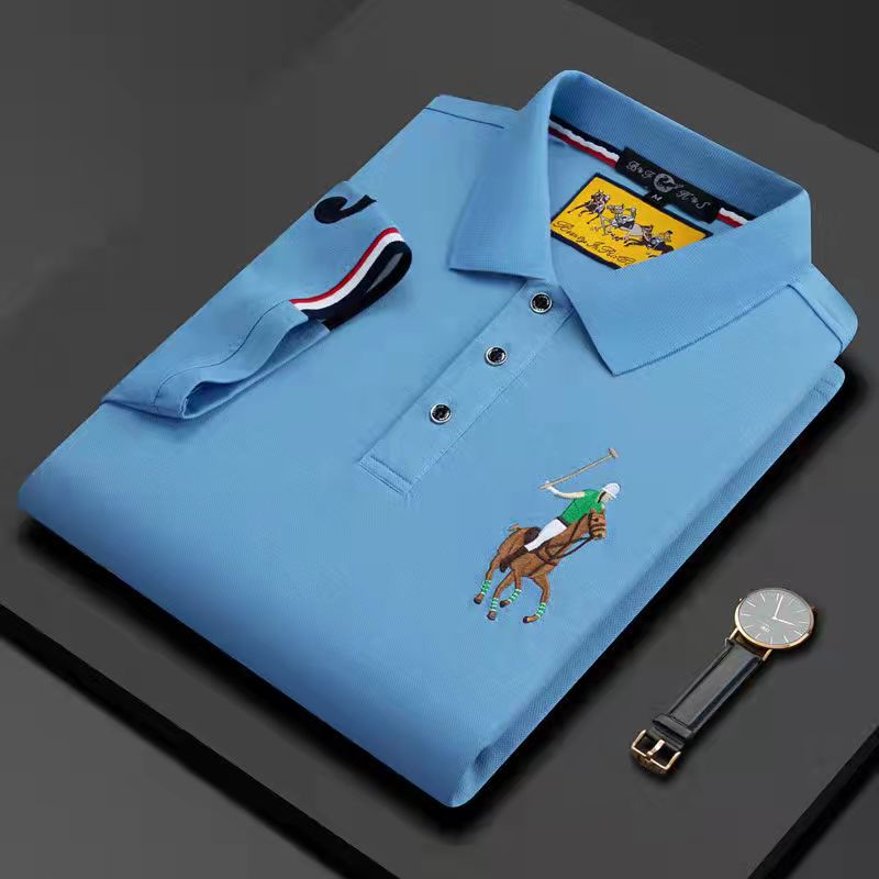 Embroidered Lapel Loose Polo Shirt (6 Colors)