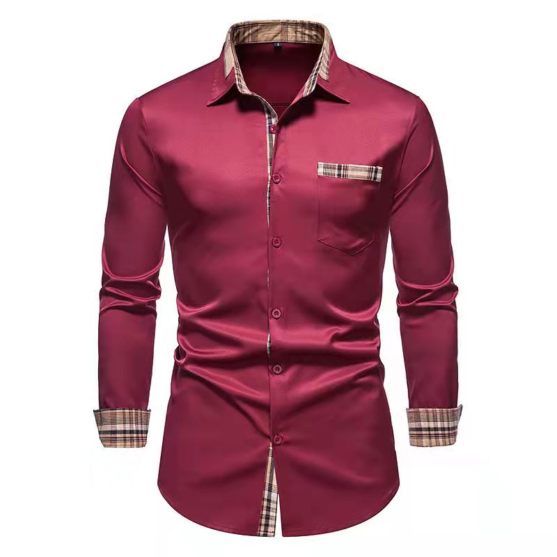 Fashion men's solid color printed  shirt