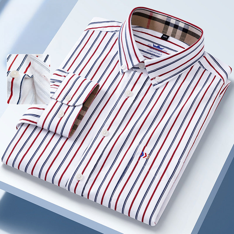 2025 Men's Cotton Embroidered Striped Shirt