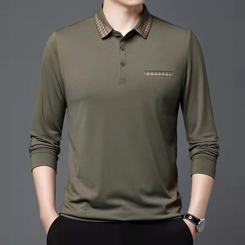 Long Solid Color Casual Business POLO Shirt