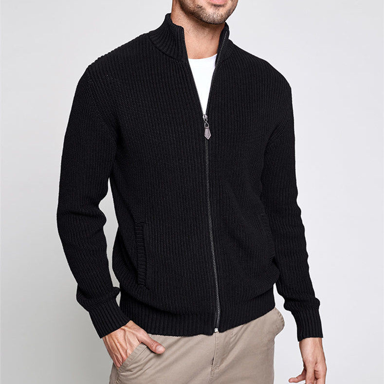 Men's Half Turtleneck Zip Cardigan Sweater