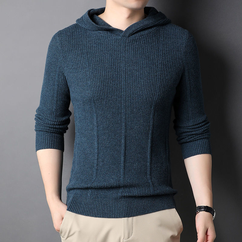 Men's 100% wool fashion hooded sweater