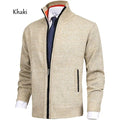 Men's Fashion Solid Color Stand Collar Cardigan Sweater Knit Jacket