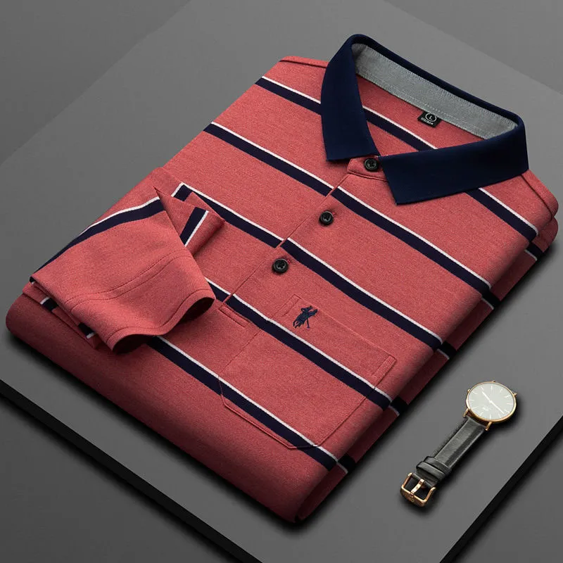 Striped men's polo shirt