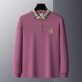 Men's Business Casual Embroidered Pure Cotton Long Sleeve Polo Shirt