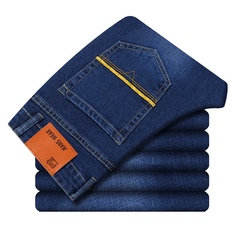 Men's Casual Straight Business Elastic Jeans