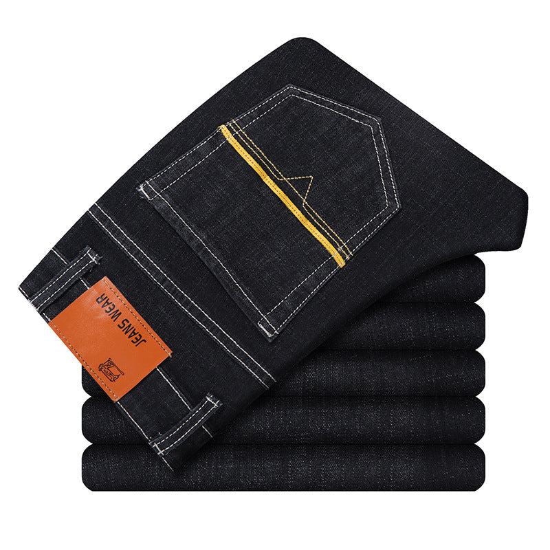 Men's Casual Straight Business Elastic Jeans