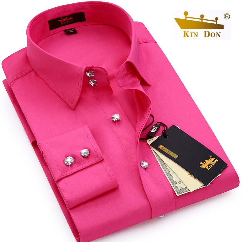 Men's business casual crystal button  shirt