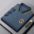 New Men's Business Casual Embroidered Lapel Polo Shirt