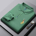 Men's Business Casual Embroidered Lapel Long Sleeve Polo Shirt