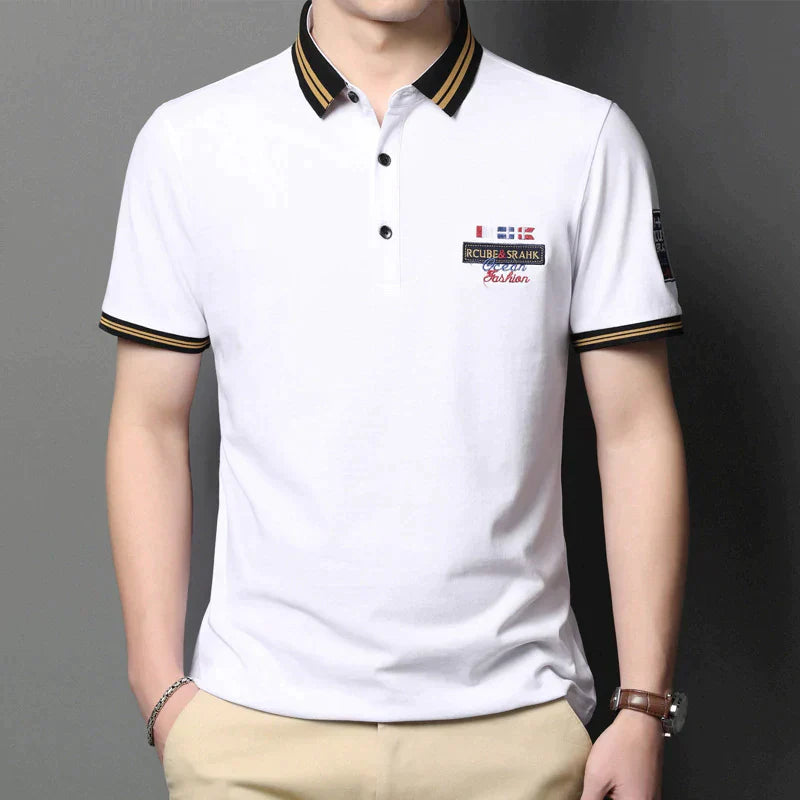 Casual Men's Embroidered Cotton T-Shirt