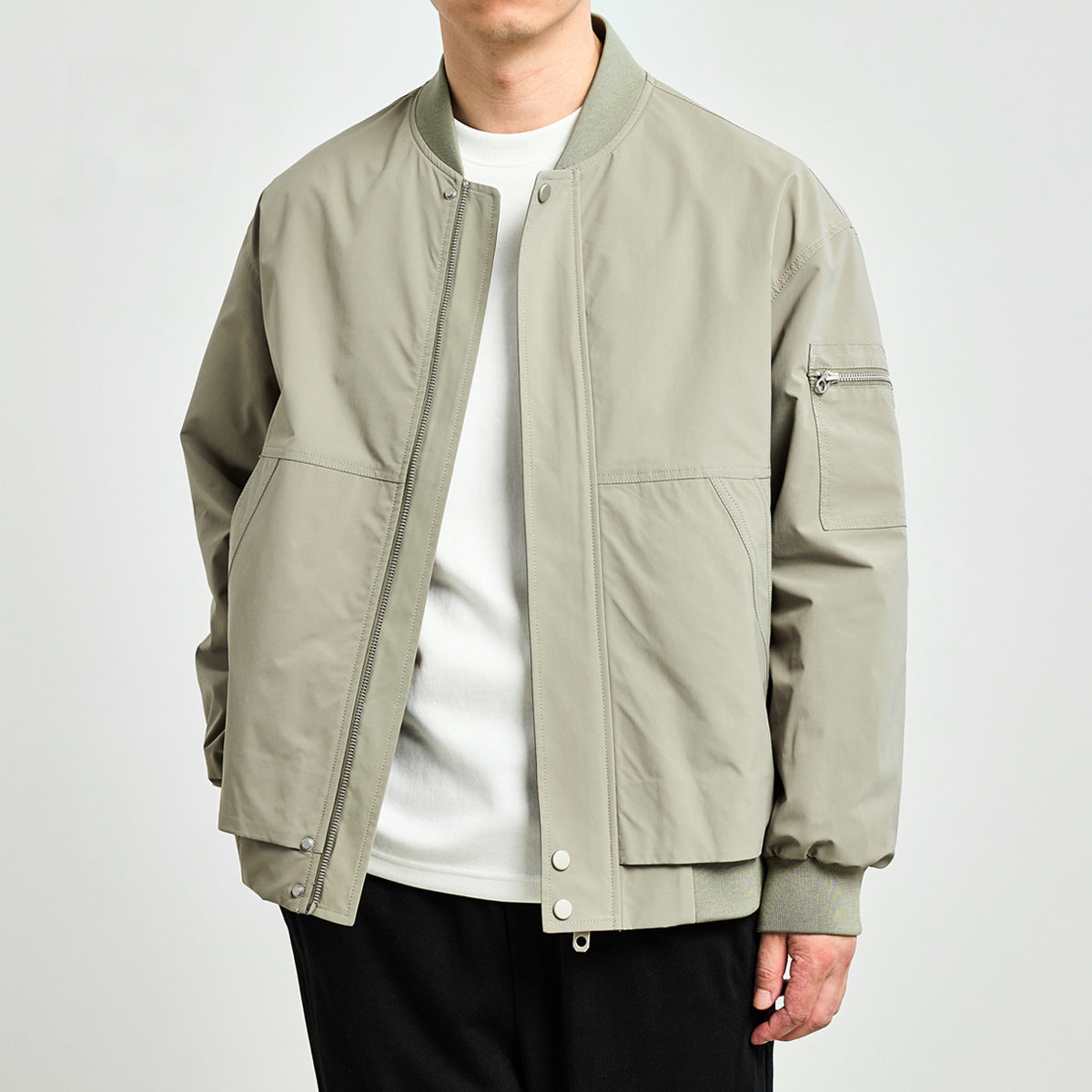 2023 Men's Simple Baseball Collar Casual Flight Suit Jacket