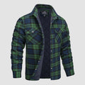 Men's Flannel Shirt Jacket Long Sleeve Quilted Lined Plaid Coat Button Down Thick Outwear for Winter