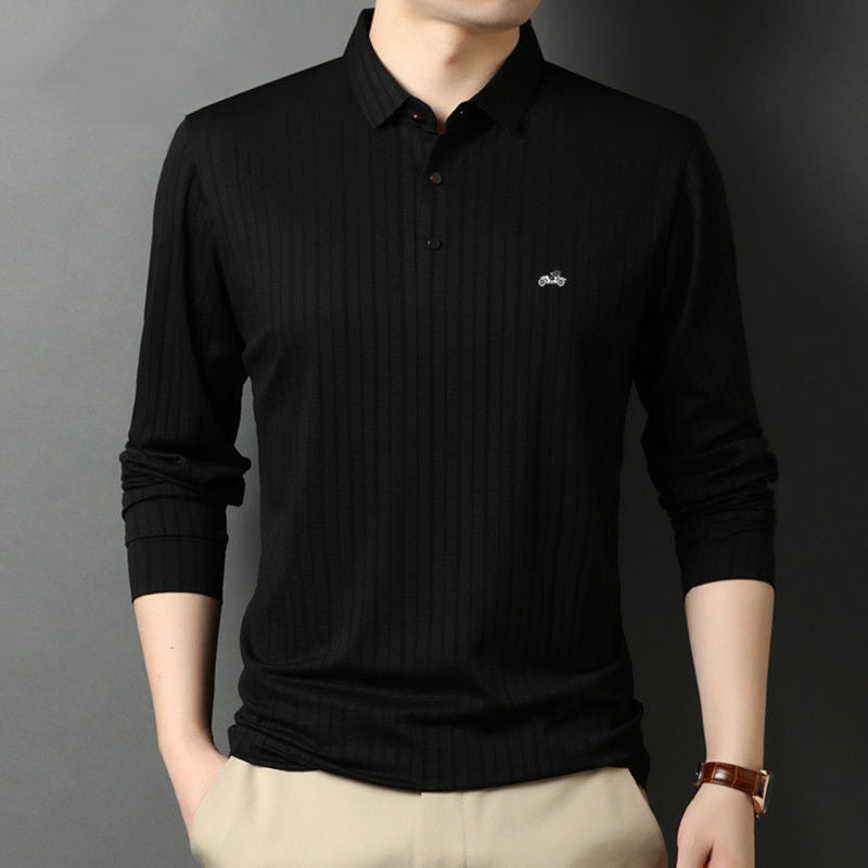 Men's business casual striped polo shirt