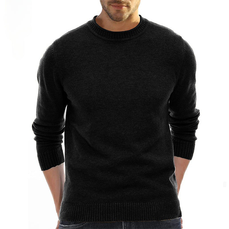 Men's Solid Color Bottoming Round Neck Casual Sweater