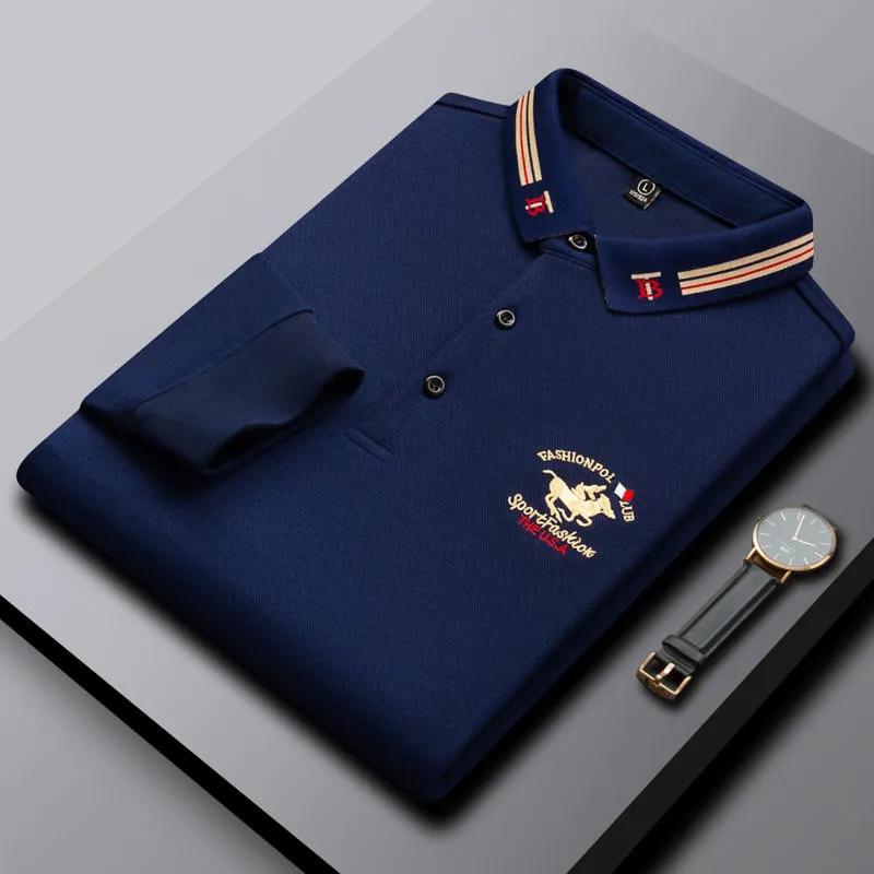 Embroidered long sleeve polo shirt