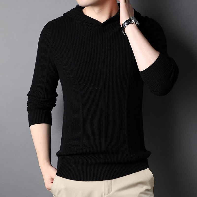 Men's 100% wool fashion hooded sweater