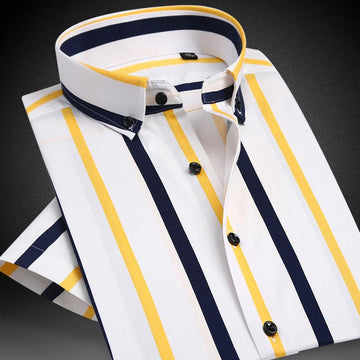 Cotton Business Casual Short-Sleeved Striped Shirt