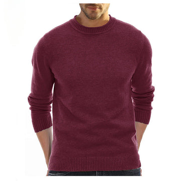 Men's Solid Color Bottoming Round Neck Casual Sweater