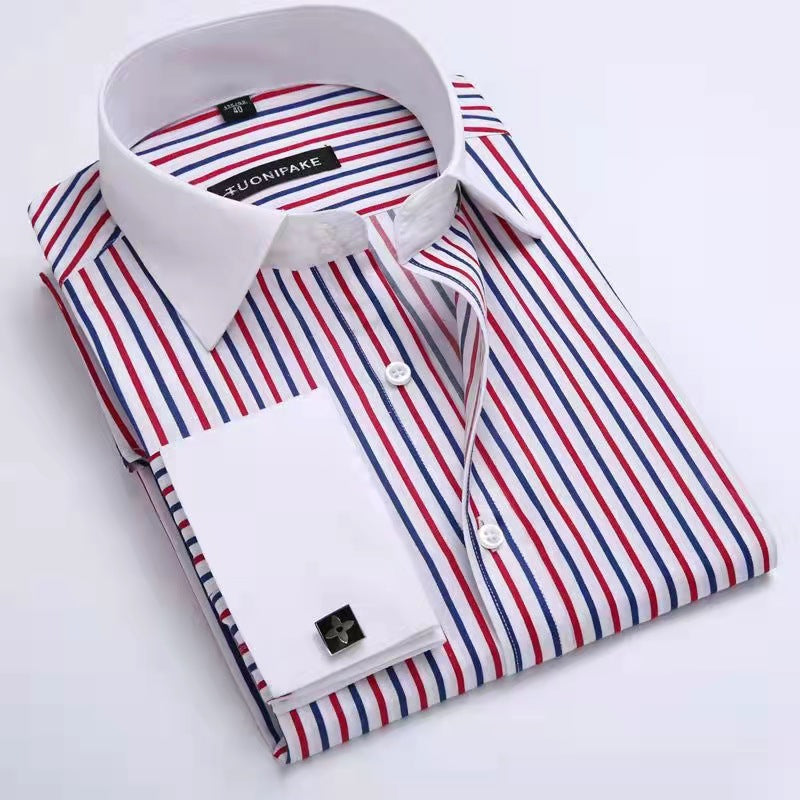 French Button Business Casual Pinstripe Shirt