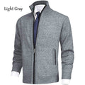 Men's Fashion Solid Color Stand Collar Cardigan Sweater Knit Jacket