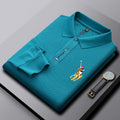 Men's Business Casual Embroidered Lapel Long Sleeve Polo Shirt