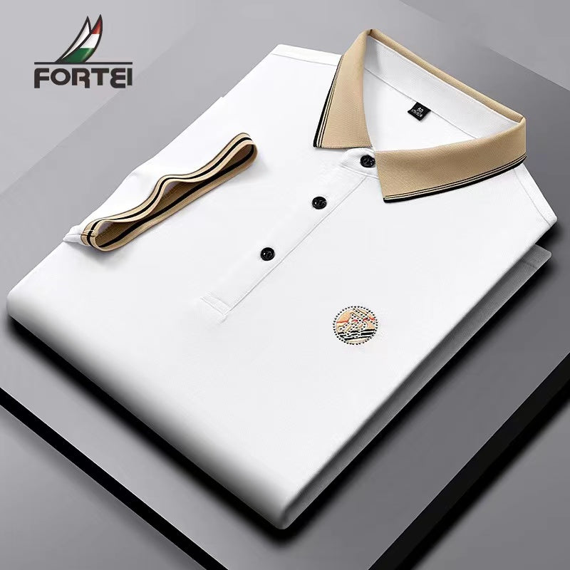 Solid color lapel polo shirt