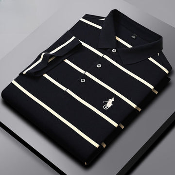 2024 Breathable Lapel Embroidered Striped POLO Shirt