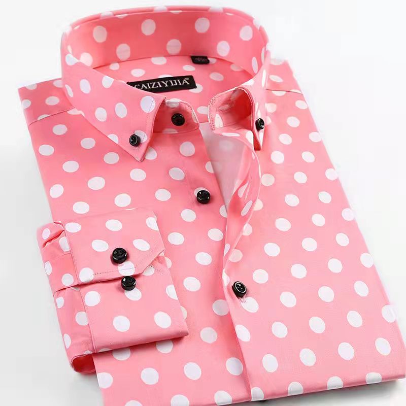 Business casual printed polka dot shirt