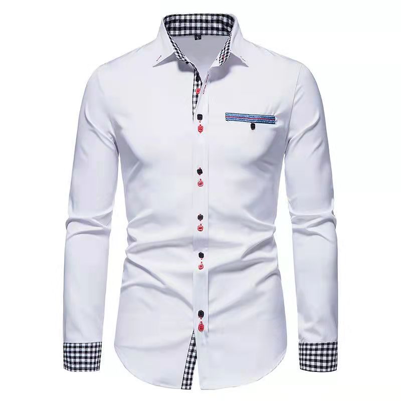 Fashion men's solid color lattice  shirt