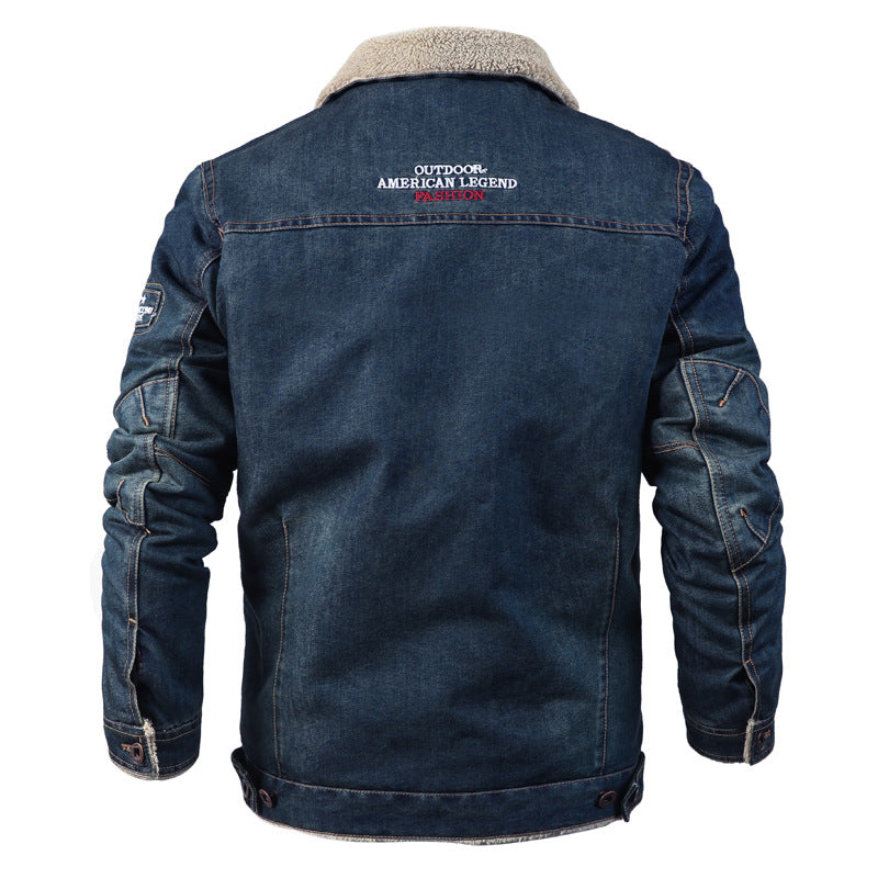 Men's Winter Thickened Loose Lapel Denim Jacket