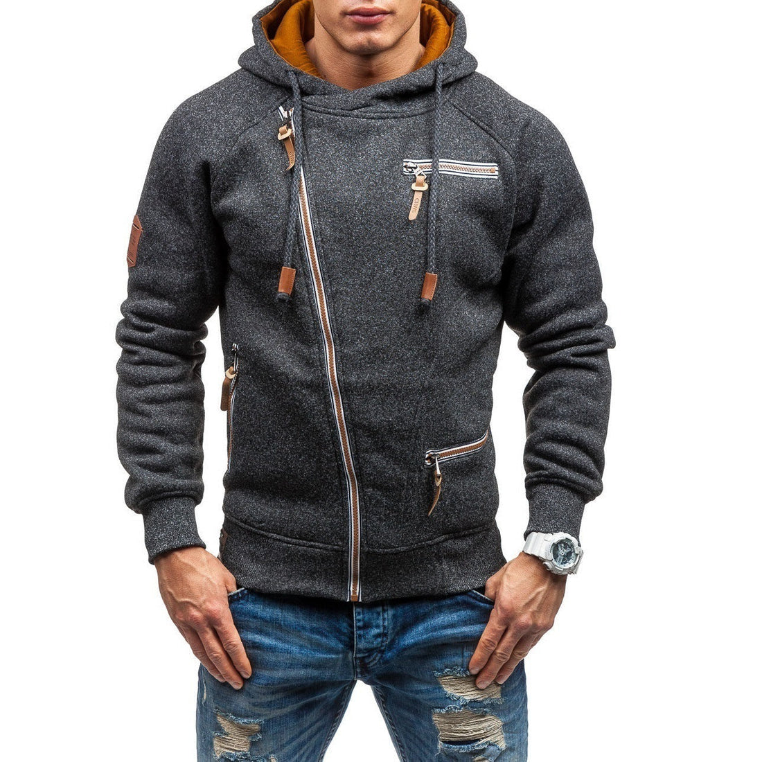 New Men's Side Zipper Hoodie