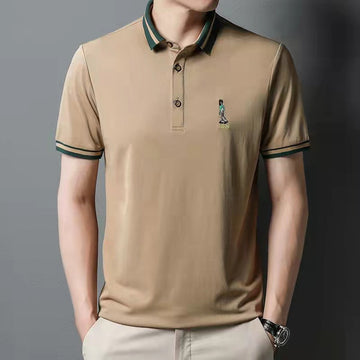 New Lapel Ice Silk Embroidered POLO Shirt