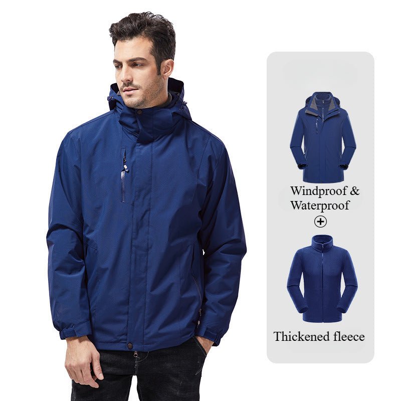 Men's Winter Thickened Fleece Windproof and Waterproof Mountaineering Jacket