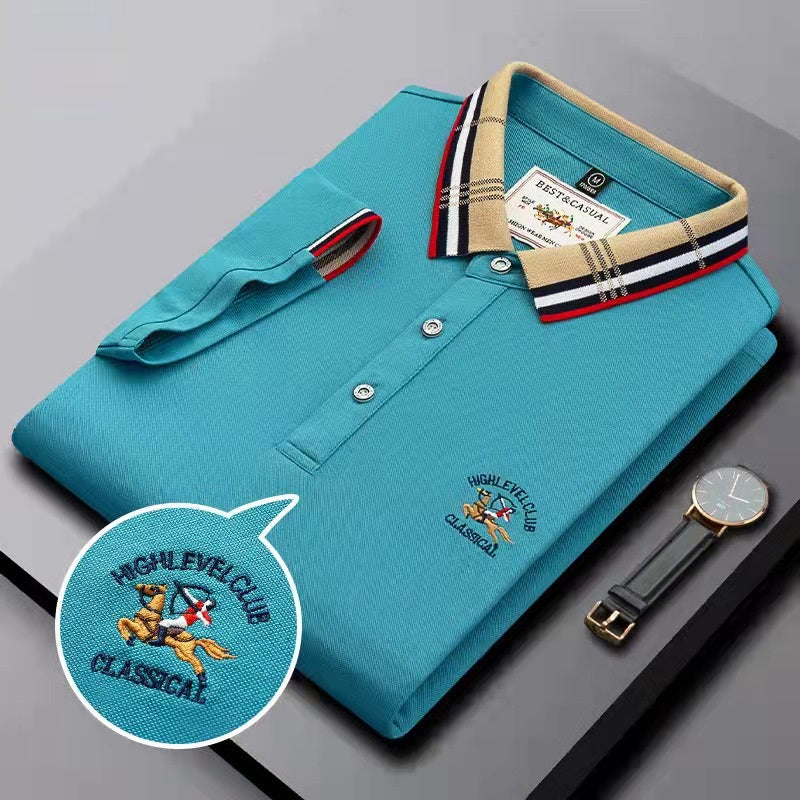 New Embroidered Solid Color Casual Polo Shirt