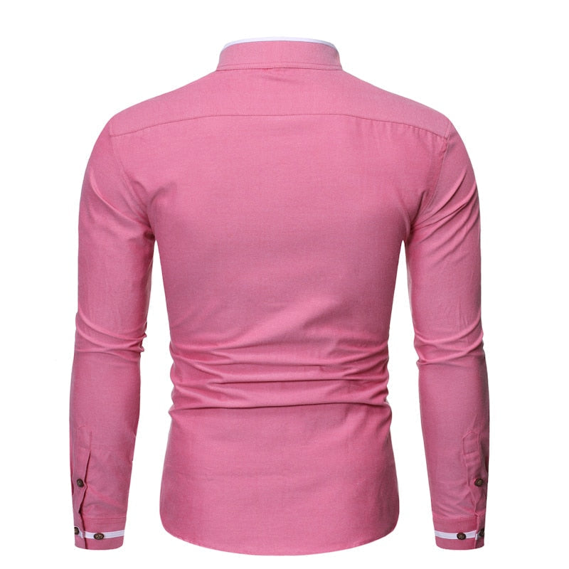 Casual Mandarin Collar Long Sleeve Shirt