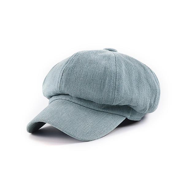 Washed Denim Newsboy Cap