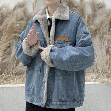 Winter fleece thickened denim jacket