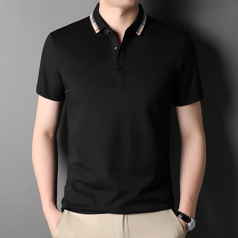 Business casual solid color lapel polo shir