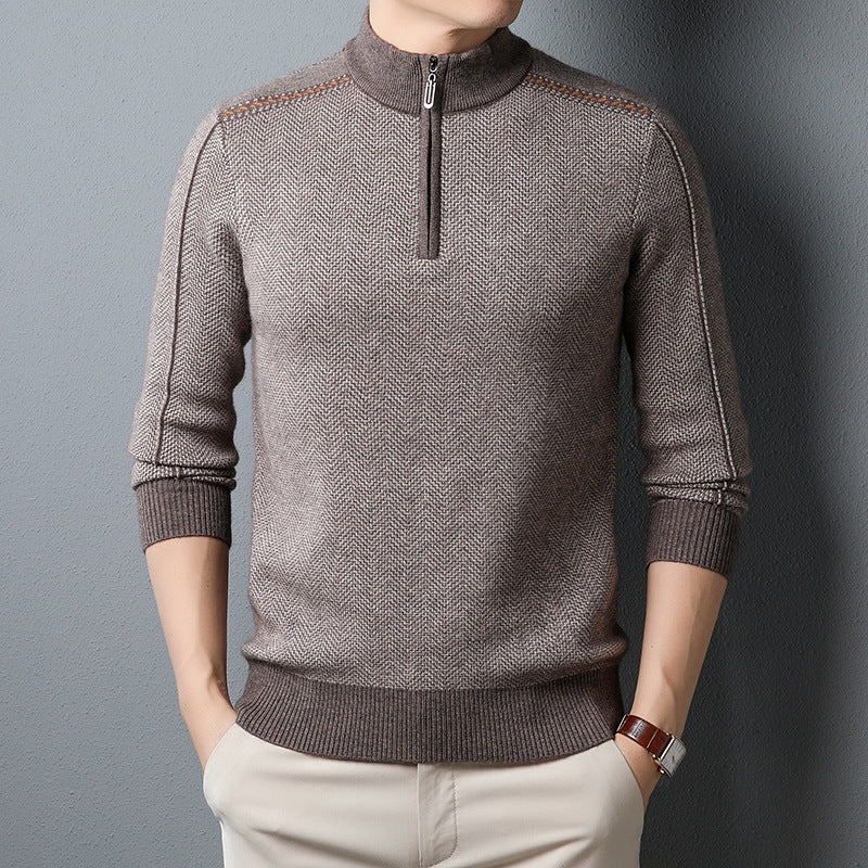 Men's Half Open Collar Zipper Knitwear