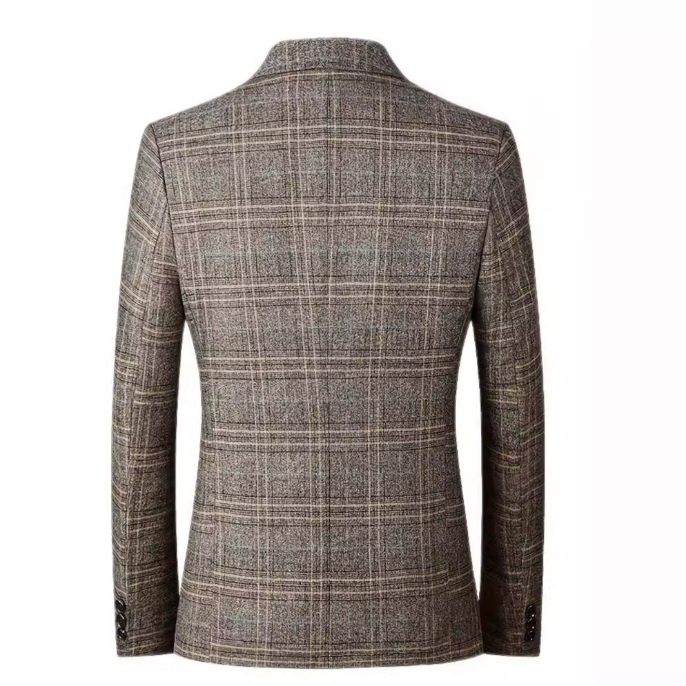 Men's Woolen Plaid Casual Blazer